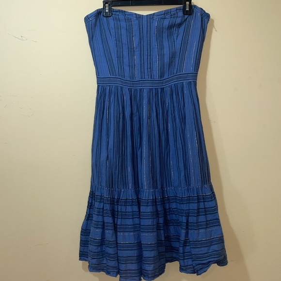 Womens La Vie Rebecca Taylor Strapless Striped Ruffle Dress - Picture 2 of 8